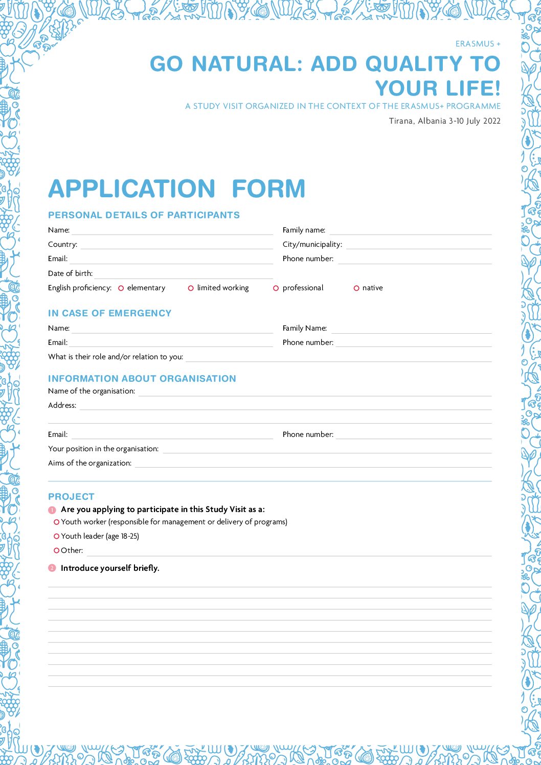 Cover: Application Form — Go Natural: Add Quality to Your Life! (2)