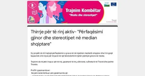 Thirrje për të rinj aktiv- “Përfaqësimi gjinor dhe stereotipet në median shqiptare”