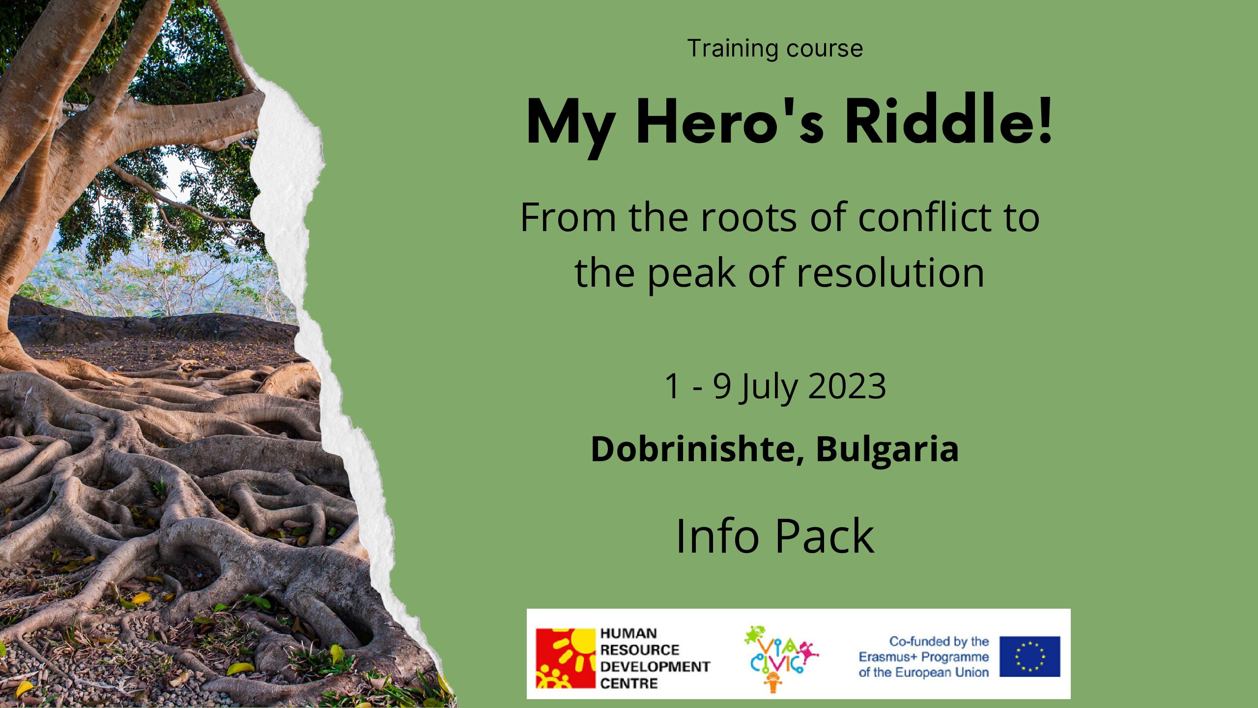 Cover: Info Pack — My Hero's Riddle! Training Course, Bulgaria 2023